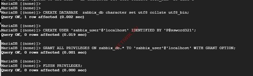 Создайте пользователя Zabbix и базу данных