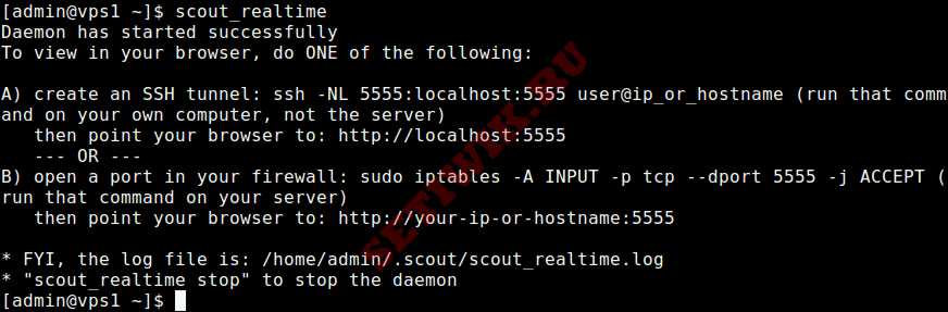 Запуск Scout_Realtime на сервере linux