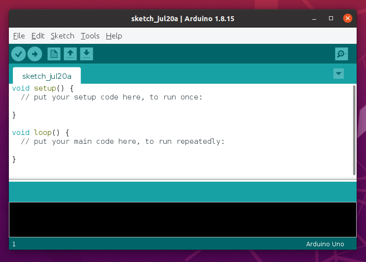 Окно редактора Arduino в Linux